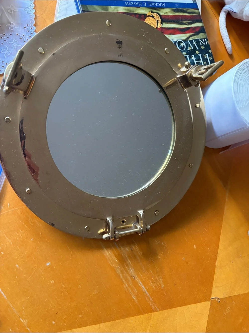 Nautical Porthole Wall Mirror in Gold Finish
